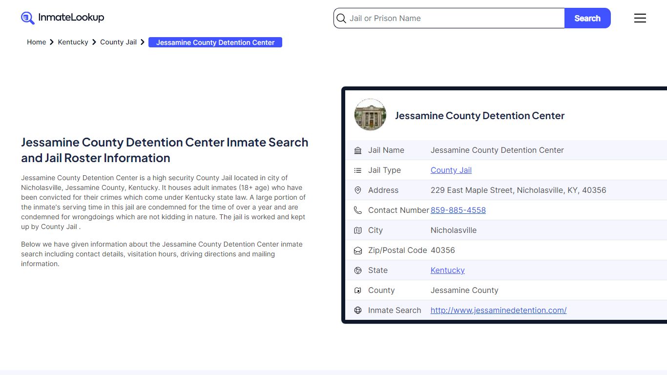 Jessamine County Detention Center Inmate Search, Jail Roster, Bookings ...